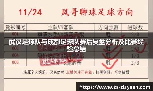 武汉足球队与成都足球队赛后复盘分析及比赛经验总结